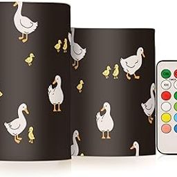 Flameless Candles Battery Operated Field Grazing Goose Flickering Led Pillar Candles with Remote Control Yellow Duck Colour Changing Warm Light Candles for Halloween Christmas Wedding-image-98