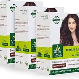 HERBAL TATVA - GOODNESS OF NATURE Natural Brown Hair Colour 300g | Henna Powder for Hair Brown | Natural Hair Colour Without Chemicals | Long Lasting & Chemical Free | 100g X 3-5