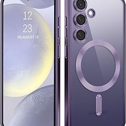 VONZEE Clear Logo Electroplating Transparent Case for Samsung S24 Plus 5G, [Support for MagSafe Charger] Electroplate Magnetic TPU Cover, Camera Protection Deep Purple-picture-6