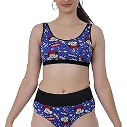 Women Printed Sports Bra and Hipster Panty Lingerie Set (Pack of 1)-image-34
