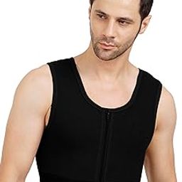 Gynecomastia Short Vest || HIGH Compression || Front Zip and Hook Closure || Tomboy Chest Binder || Comfortable Support for Men || Chest Shapewear-image-24