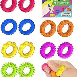 12 PCS Fidget Toys, Sensory Toys, Fidget Rings Stress Relief Toys Anxiety Rings for Focus, Autism Sensory Aids for Classroom & Office Perfect for Early Motor Skill Development-3