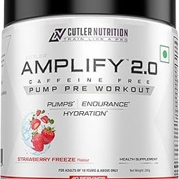 Cutler Nutrition Amplify Caffeine Free Pre Workout for Men and Women Stimulant Free Muscle Pump Enhancer with Arginine, Coconut Water, and L-Citrulline, 40 servings (Strawberry Freeze)-image-3
