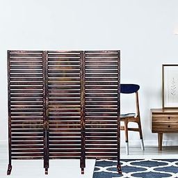 CRAFT DECOR Wooden Room Partition for Living Room, Wood Screen Separator and Wooden Room Dividers, Studio Wall Panel 5 Feet with Stands for Living Room/Bedroom/Office/Restaurant/(Brown) (3 Panels)-image-42