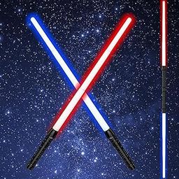 Medivedas Light Sabers for Kids, Dual Swords Set with FX Sound, Motion Sensitive, 2-in-1 Light Up Saber, Black-image-4