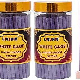 LIBJHIB® White Sage Luxury Dhoop Sticks Combo Pack of 2 (120 Grams Each) - Luxury Scented Dhoop Sticks for Religious Use, Meditation, Aromatherapy, and Relaxation - Calming Fragrance.-4