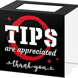 UJEAVETTE Tip Jar Fundraising Acrylic Money Storage Container for Cafe Musician Voting Black Red-39