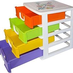 Kotak Sales Multipurpose 4 Layer Small Plastic Drawer Storage Box Organizer Shelf Table Desk for Office Study Cosmetic Beauty Parlor Jewellery Cutlery Medical Store Small Items Easy Accessible-image-36