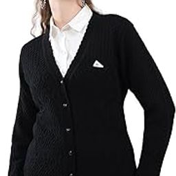 Women's Regular Fit Cardigan | Self Design Pattern | Button Closure with Full Sleeves V Neck Winter Cardigan for Womens-picture-28