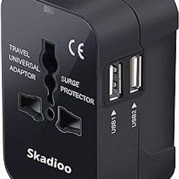 SKADIOO Universal Charger Adapter 2.1A, 100-250V | 2 Years Warranty | Universal Travel Adapter All in One, Multi Plug Adapter, International Travel Adapter (2 USB Port - Black)-8