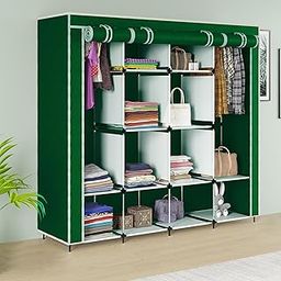 GTC Collapsible Wardrobe Clothes Almira, 2 Hanging Space, 12 Shelves, 1 Side Pocket Non-Woven Fabric (W 88270)-17