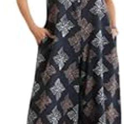 Women's Rayon Round Neck Button-Line Swastik Printed Sleeveless Jumpsuit | Stylish Straight Leg Full Length One Piece Western Dress Outfit for Birthday, Party, Office and Everyday Wear (Black)-image-3
