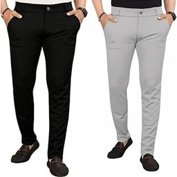 Combo Pack of 2 Track Pants for Man Men's Regular Fit Casual Chino Trouser Style Lower, Everyday Wear Lower Pants Stretchable Lycra Blend Track Pant.-13