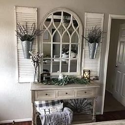 MKH KRAFTS Wood Wall Mirror Window, Antique White Frame Design, 24x36 Inch-image-76