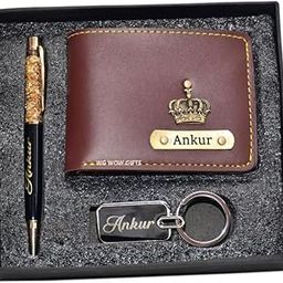 | Personalized Wallet, Pen & Keychain Gift Set for Men – Custom Name Engraved Combo | Birthday Gift for Husband, Boyfriend, Brother, Father, Fiends | Gifting Hamper (Brown)-image-44