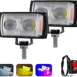 SP Electron 12v/24v 45W Mini Double Lens Fog Light with Yellow & White Flashing Light with Switch (Pack of 2)-4