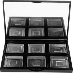 LR DECOR BAZAAR 6 Grids Black Cosmetic Empty Palette with Pans Box Eyeshadow Powder Blusher Lipstick Makeup Case Highlighters Container Mirror Inside-image-3
