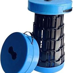 Jade Pure Portable Telescoping Folding Stool, Collapsible Retractable Camping Lightweight Simple Compact Seat Stools for Adults Fishing Garden Travel Hiking Golf (Blue)-image-6