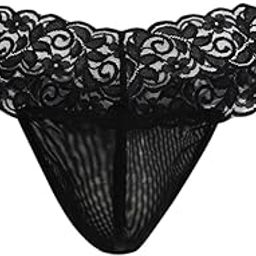 Men's Nylon Lace G String Thong Underwear-image-15