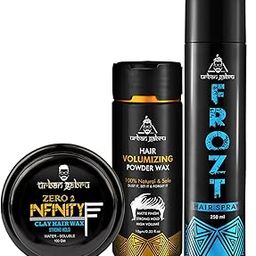 Urbangabru Hair Styling Combo Kit - Hair Volumizing Powder Wax (10 GM) + Infinity Hair Wax (100 GM) + Frozt Hair Spray (250 ML)-24