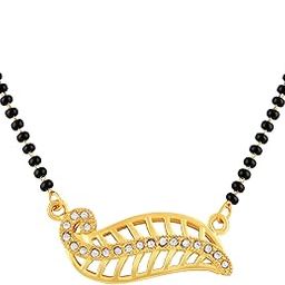 Stylish Leaf Shape Gold toned Mangalsutra For Women-image-55