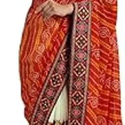 kavindi Women's Georgette Half & Half Bandhani Printed Saree With Unstitched Blouse-picture-1