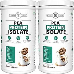 Nature's Island Plant Protein Powder | Canadian Pea Protein Isolate | Vegan | 25g Protein/Serving | Easy to Digest | All Amino Acids | No Sugar | No Preservatives | Cookie & Cream - 660g (Pack of 2)-3