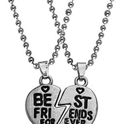 Friend Ship Day Gift Heart Broken Best Friend Couple Locket Silver And Black Zinc And Metal Pendant Necklace Chain For Men And Women SPn202498-image-94
