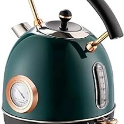 MORPICH 1800ml Electric Water Kettle with Thermometer, Hot Water Boiler & Tea Heater with Curved Handle, Visible Water Level Line, Auto Shut-Off & Boil-Dry Protection, Green-image-2