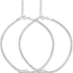 925 Sterling Silver Beads Rhodium Chain Anklet (Pair) | Gift for Women & Girls | With Certificate of Authenticity & 925 Stamp|Mother's Day-image-99