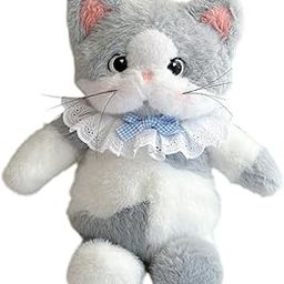 Club Bollywood® Cute Stuffed Cat Backpack Lovey Soft Travel Daypack for Adults Kids Shopping White Gray-image-28