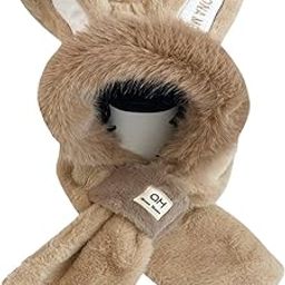 ™ Winter Hat Scarf Comfortable 2 in 1 Beanie Headwear Cartoon Plush Animal Hat Khaki | Hats | Womens Accessories-image-27
