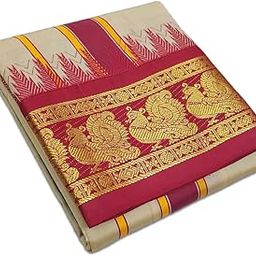 Soft Silk Color Dhoties, Karishma Dhoti towel set 7 Inch Fancy Silk Dhoties 9X5-image-50
