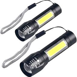 TechPride Rechargeable LED Torch Combo | Mini High Lumen Flashlights with Zoom, 3 Light Modes, Side COB Lamp | Compact, Lightweight Torch for Camping, Hiking & Emergency Use-15