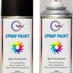 VAI Touch Up Spray Paint Compatible for Honda Activa Matte Axis Grey Metallic and Matt Clear Top Coat for Activa Scooty. Pack of 2, 450 Ml-image-77