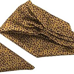 Brown Leopard Printed Satin Neckwear Ascot and Matching Pocket Square Set for Men-picture-50