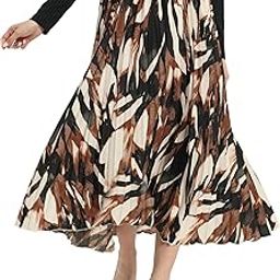| Women's Printed A-Line Skirt | Elegant Pleats and Comfortable Elastic Waistband | Comfortable Elastic Waistband | Perfect for Work | Parties Versatile Style for Work-image-82