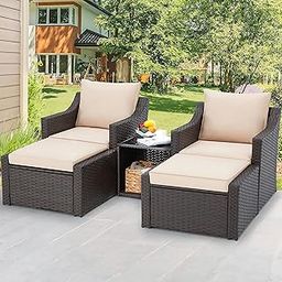 MJA FURNITURE 2 Seater Outdoor Sofa for Balcony, Terrace | 5-Piece Patio Furniture Set | Outdoor Furniture with Waterproof Cushion, Ottoman & Storage Table | Patio Single Sofa-image-65