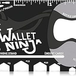 Wallet Ninja Multitool Card – 18 in 1 Credit Card Size Multi-Tool for Quick Repairs, EDC Survival Gear, Bottle Opener, Camping – Cool Gadget and Stocking Stuffer (Black)-image-17