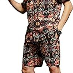 Unisex Premium Tropical Printed Relaxed Fit Cuban Collar Resort Shirt with Shorts Co-ord Set-image-21