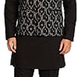 Men's Floral Regular Cotton Nehru Jacket Kurta Pant Set (3pcs)-picture-11
