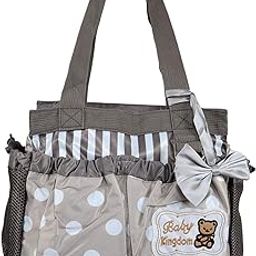 Unique Ideas New Born Baby Multipurpose Polyester Diaper/Mother Bag with Holder Diaper Changing Multi Compartment (Brown Stripes, Medium)(Pack of 1)-image-76