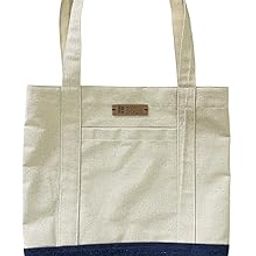 Canvas Tote with Dual Handles, Natural White & Navy Blue, Eco-Friendly, Reusable, Durable, Stylish Travel and Shopping Companion-image-93