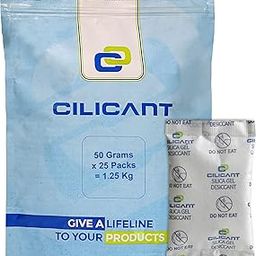 CILICAnT 50 Gram (25 Pcs) Premium Silica Gel White Packets Desiccant Dehumidifiers, Non-Indicating Silica Gel Packs for Moisture Absorption (50 Gram X 25 Pcs = 1.25 Kg)-image-25