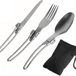 DPCR Travel in Style with 3-Piece Folding Cutlery Set - Stainless Steel Fork, Spoon - Perfect for Eco-Friendly Trekking, Hiking, and Camping - Includes Nylon Pouch for Convenient Storage-image-96