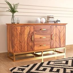 AISHAM Rustic 5-Drawer Chest of Drawers and Dresser with Shelf - Handcrafted from Solid Sheesham Wood (Walnut Finish)-image-59