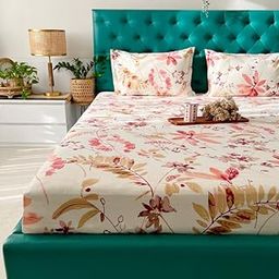 Urban Space Serene 200 TC 100% Cotton Bedsheet King Size Bed, King Size Bedsheet with 2 Pillow Covers (Size 108 x 108 inches, Floral Feast Peach)-image-11