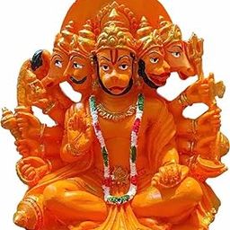 PICKARTME Panchmukhi Hanuman Idol- Bajarang Bali Statue in Sinduri Color | Hanuman Ji ki Murti for Pooja, Office & Home Temple - 6 Inch-image-75