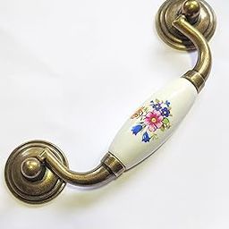 Evgor Studios Ceramic Handle for Chest of Drawer/Kitchen Cabinet/sidetable in Antique Brass Finish (Set of 1)-21