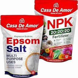 Casa De Amor Flowering Plants Food Combo- NPK 20-20-20 (400gm) + Epsom Salt (400gm) for Indoor and Outdoor Plants (Total 800gm)-image-30